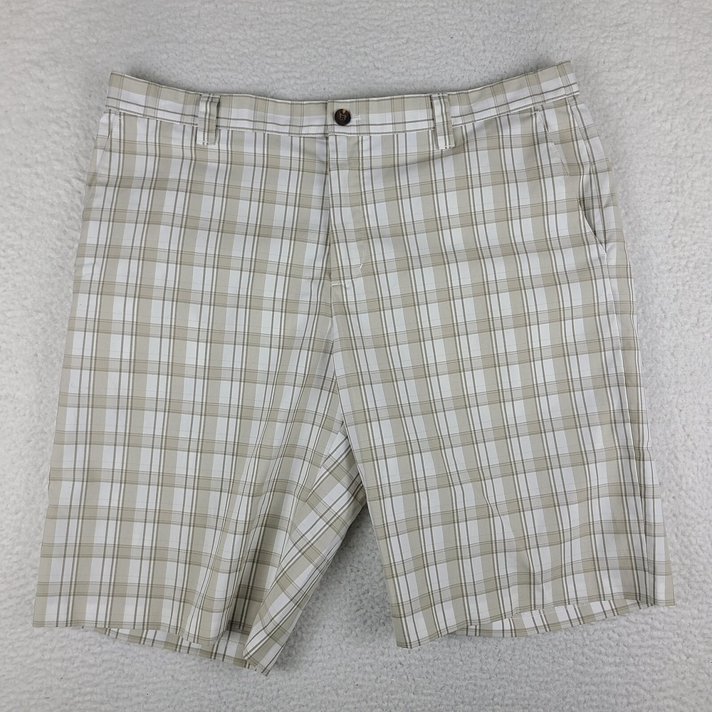 Adidas Shorts Mens 38‎ Beige White 11" Inseam Casual Chino Performance Golf *